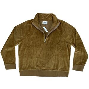 Madewell L Large Quarter Zip Velour Top Pullover Sweatshirt Brown Rust MWL Women
